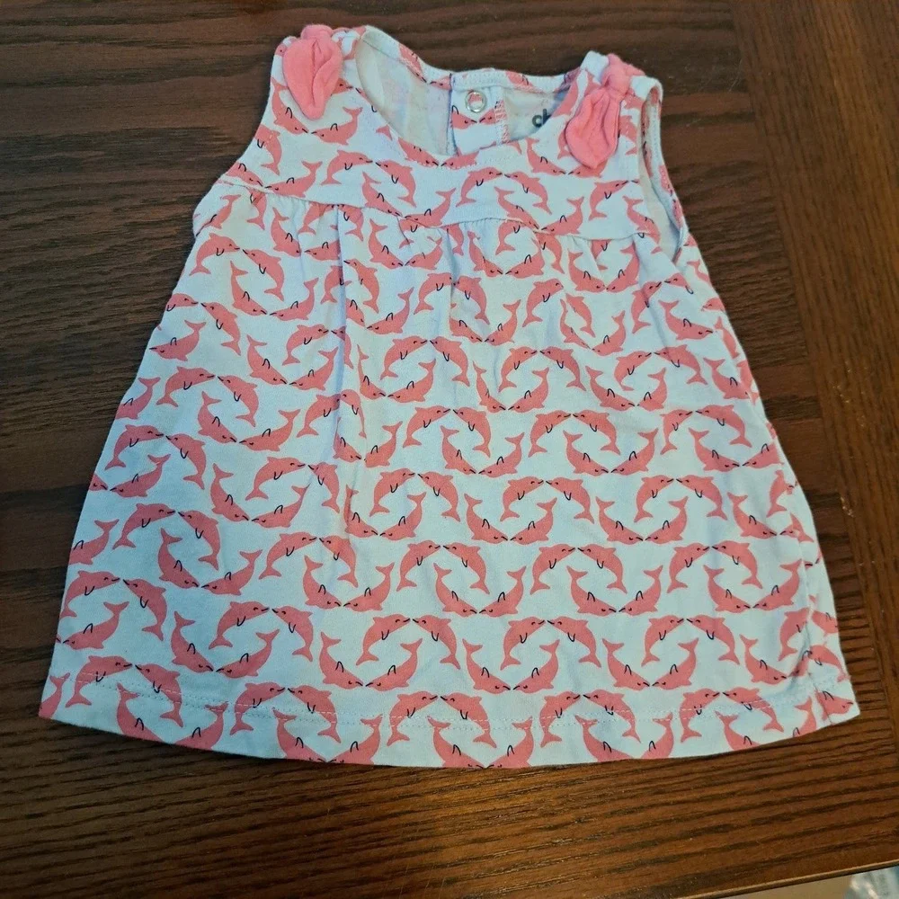 Baby Girl Dress Bundle 6-9M Carter's H&M Floral Polka Dot Dolphin 3 Piece Set
